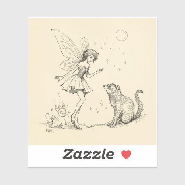 Adesivo Fairy Tale–Themed Black and White Painting Images  (Folha)