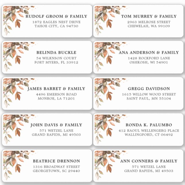 Adesivo Fall Autumn Deixa Ruas de Endereços Convidados Rus (Frente)