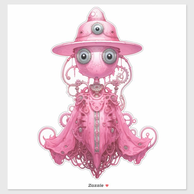 Adesivo Fall Fashion Pink Steampunk Ghost Lady 32 (Folha)