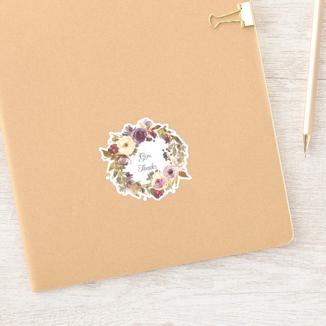 Adesivo Fall floral wreath com texto personalizado (Notebook)
