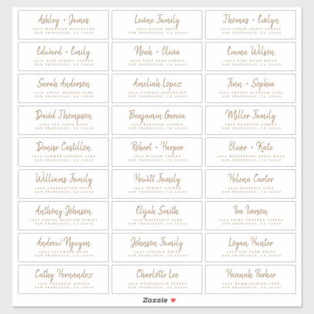 Adesivo Fall Love Dourado Script Guest Address Labels (Folha)