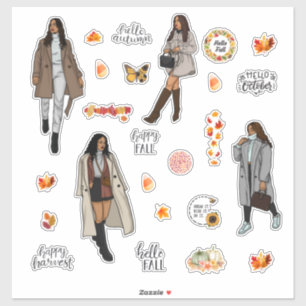 Adesivo Fall Stickers Ação de Graças Decala Melanin Mulher