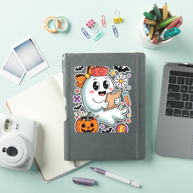 Adesivo Fall Vibes Ghost Nurse Autumn (Capa para iPad)