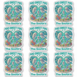 Adesivo Família de baleias "Pod Sweet" Personalizável