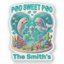 Adesivo Família de baleias "Pod Sweet" Personalizável