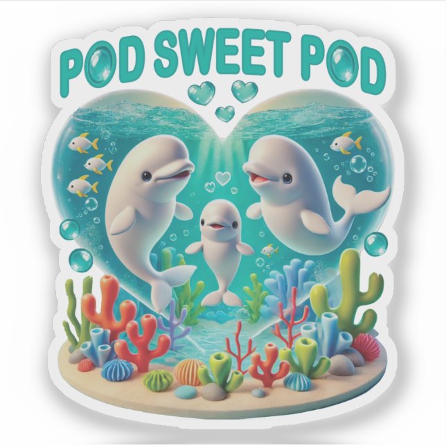 Adesivo Família de baleias "Pod Sweet Pod" (Frente)