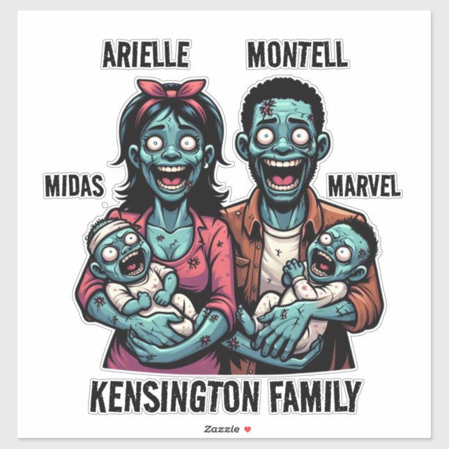 Adesivo Família Zombie com Twin Boys | Dia de as Bruxas en (Folha)