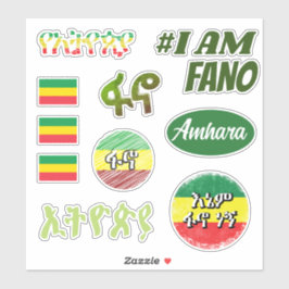 Adesivo Fano Amhara Flag of Etiópia Sticker Pack | ፋ ኖ አ ራ