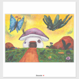 Adesivo Fantasia de Aquarela Fada Borboleta Casa de Cogume