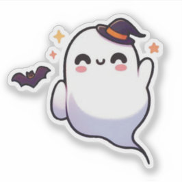 Adesivo Fantasma Bonito do Halloween - Kawaii Spooky