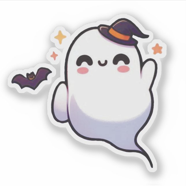 Adesivo Fantasma Bonito do Halloween - Kawaii Spooky (Frente)