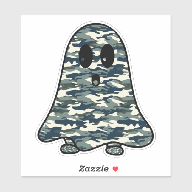 Adesivo Fantasma Bonito em Camuflagem (Folha)