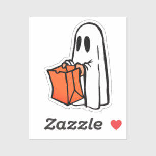 Adesivo Fantasma com Truque de Saco ou Tratando Halloween