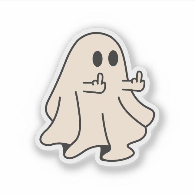 Adesivo Fantasma de Dedo Médio, Fantasma Fantasma Spooky H (Frente)