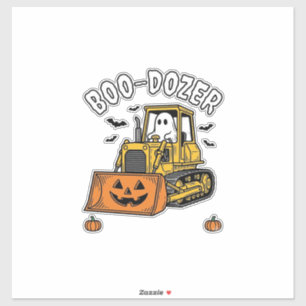 Adesivo Fantasma de Halloween Boo Dozer Bulldozer Engraçad