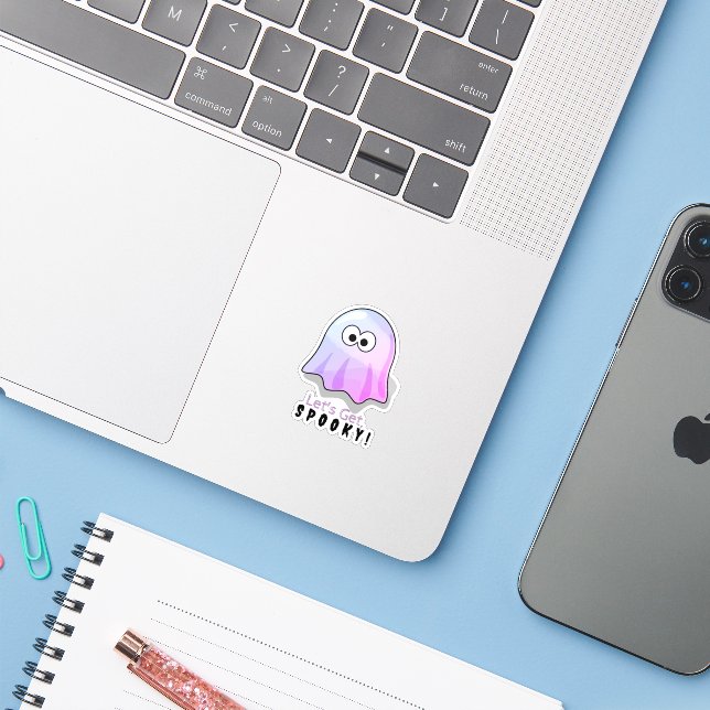 Adesivo Fantasma de Olhos do Google Rosa Fofo: Assustador  (Notebook com iPhone)