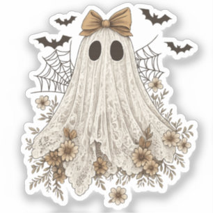 Adesivo Fantasma de Renda Elegante com Laço Fantasma Flo