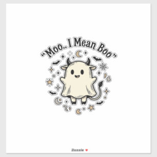 Adesivo Fantasma de Vaca Fofo do Dia das Bruxas Moo Boo De
