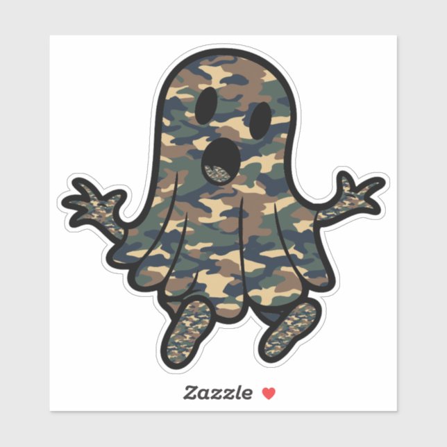Adesivo Fantasma legal do Halloween em Camouflage (Folha)