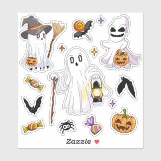 Adesivo Fantasmagóricos fantasmas de Halloween com morcego