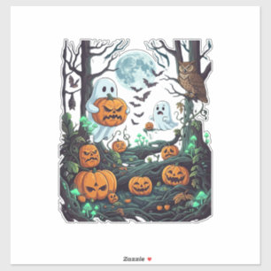 Adesivo Fantasmas de Halloween Abóboras Assustadoras Coruj