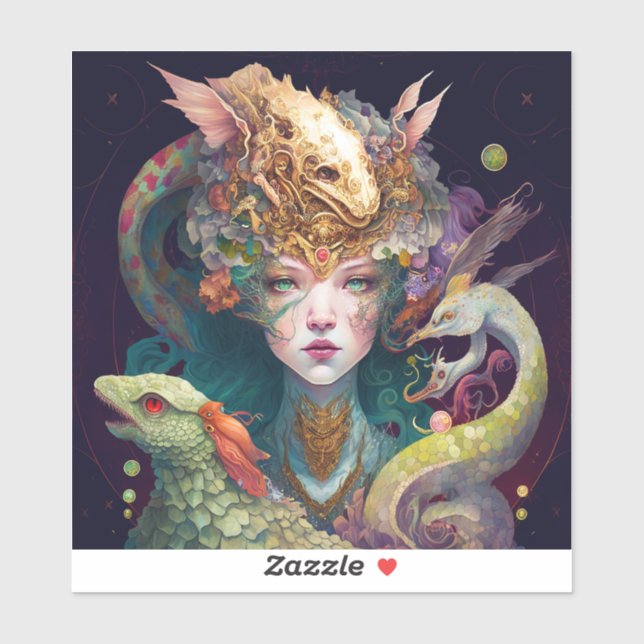 Adesivo Fantasy Art Dragon Deusa Rainha (Folha)