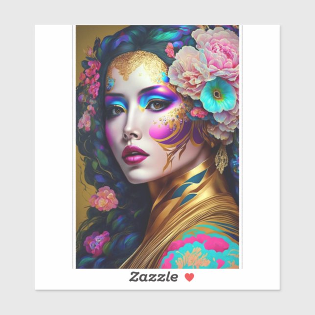 Adesivo Fantasy Glam Mulher Pop Art (Folha)