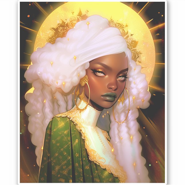 Adesivo Fantasy Mulher Afro-Americana Art (Frente)