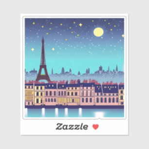 Adesivo Fantasy Skyline de Paris sob as Estrelas