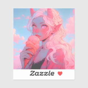 Adesivo Fantasy Soft Pink Sorvete Anime Girl