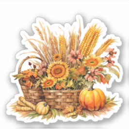 Adesivo Farmhouse Basket of Pumpkins Fall Sticker
