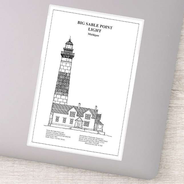 Adesivo Farol de Big Sable Point - Michigan - BD (Big Sable Point Lighthouse - Michigan - BD. Sticker)