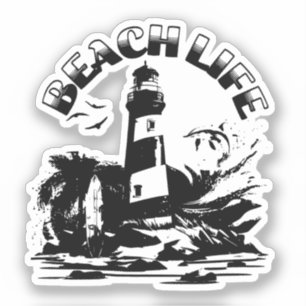 Adesivo Farol Preto e Branco da Praia Vida