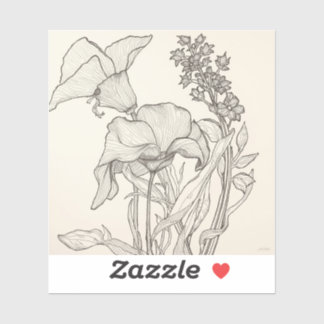 Adesivo Fashioned by Nature: Intricate Black & White Plant