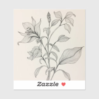 Adesivo Fashioned by Nature: Intricate Black & White Plant