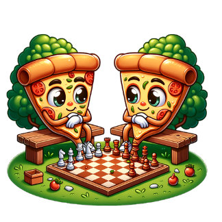 Adesivo Fatias de Pizza Jogando Xadrez