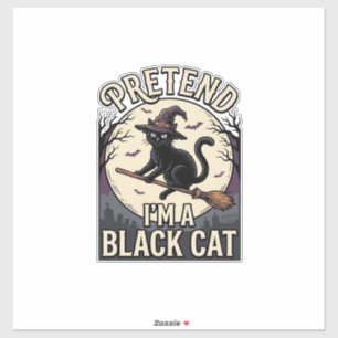 Adesivo Fato de Gata Preta Vintage Halloween Bruxa Gata Ca