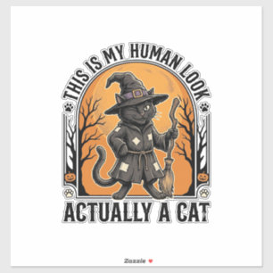 Adesivo Fato de Gato do Dia das Bruxas, Camisa de Gato Bru