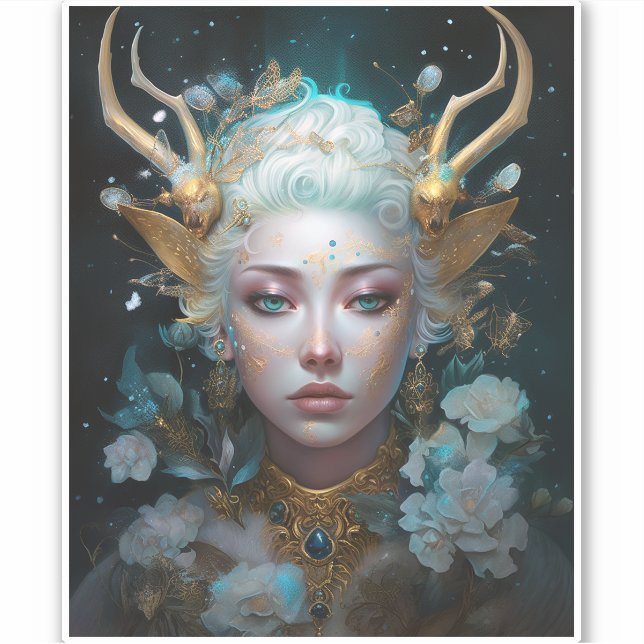 Adesivo Faun Elf Woman Fantasy Art (Frente)