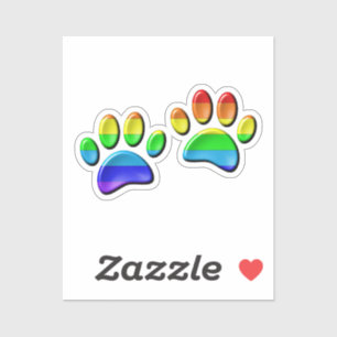 Adesivo Faux 3D Rainbow Dog Paw Prints