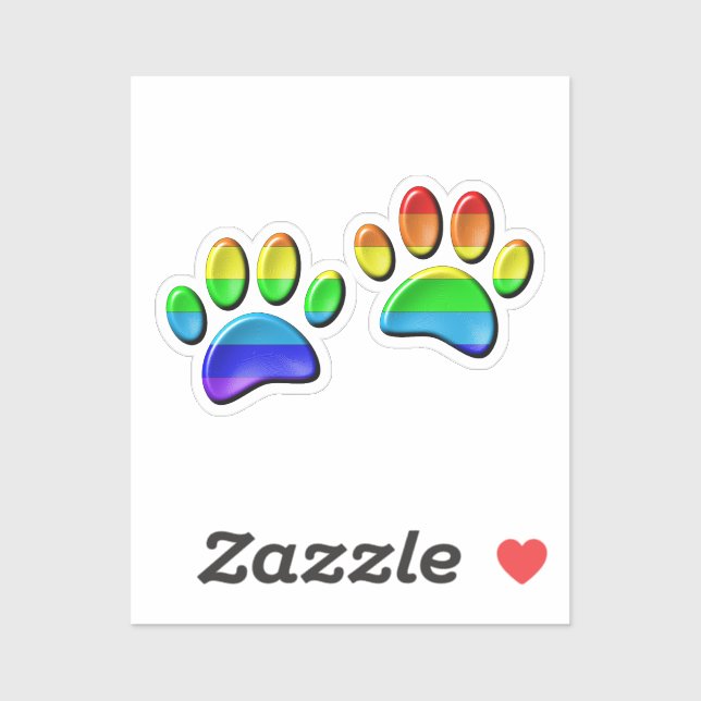 Adesivo Faux 3D Rainbow Dog Paw Prints (Folha)