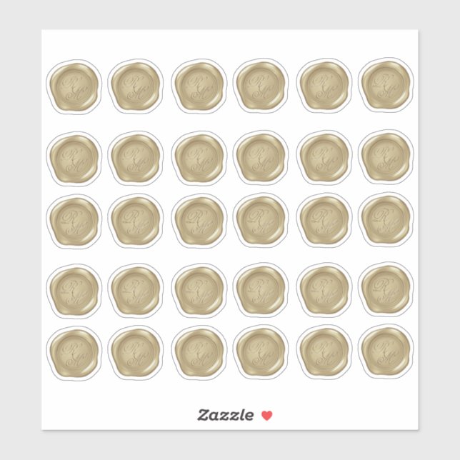 Adesivo Faux Cera Dourada Amarelo Monograma (Folha)