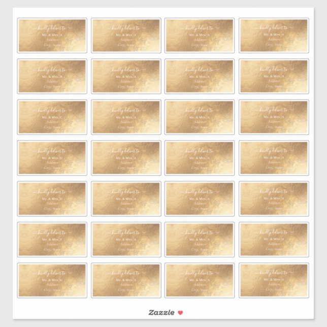 Adesivo Faux Dourado do Endereço de Convidado DIY do Scrip (Folha)