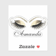 Faux Dourado Glitter Makeup Artist Lashes Name