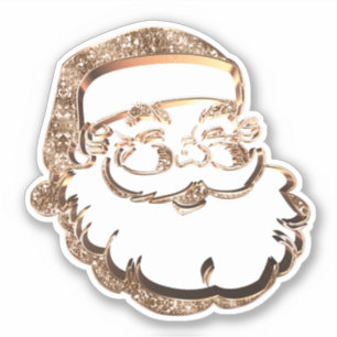 Adesivo Faux Dourado Papai Noel Retrato Natal