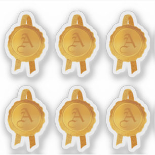 Adesivo Faux Prêmio/selos de certificado (Dourado inicial)