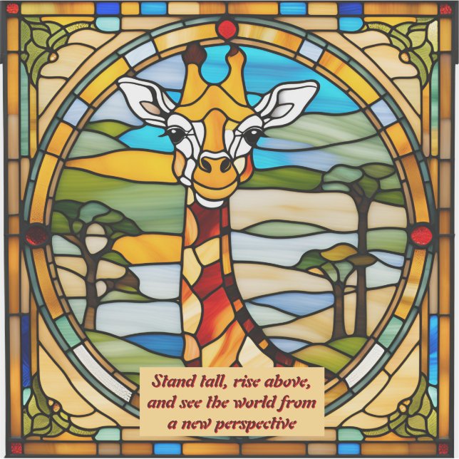 Adesivo Faux StainGlass Giraffe Custom-Cut Vinyl (Frente)