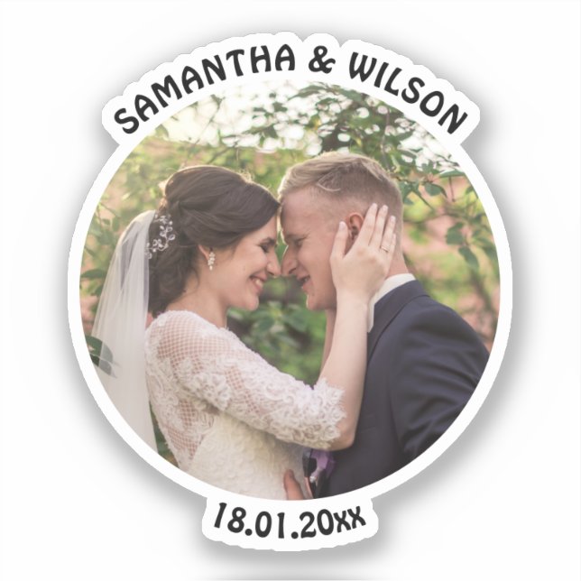 Adesivo Favor de Casamento Personalizado | DOURADO |Foto (Frente)