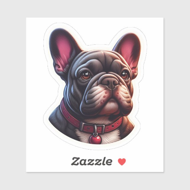 Adesivo Fawn French Bulldog Engrenando Retrato (Folha)