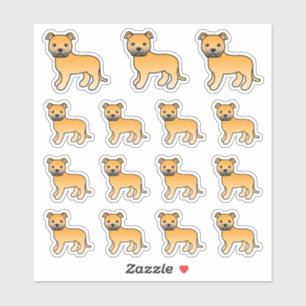 Adesivo Fawn Staffordshire Bull Terrier Cute Cartoon Cães